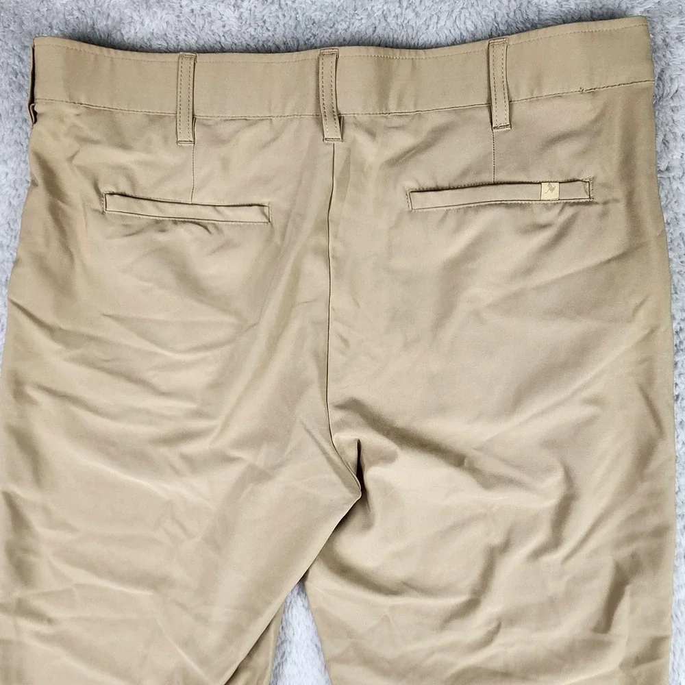 Birdie Bound Golf Pants Men 36x30 Khaki Stretch Performance Flat Front Preppy